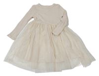 Smetanové bavlněno/tylové šaty H&M