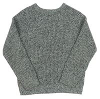 Tmavošedo-bílý melírovaný žebrovaný pletený svetr Rebel