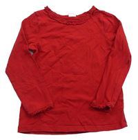Červené triko s kanýrky a volánky H&M
