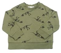 Khaki melírovaná mikina s kostrami dinosaurů H&M