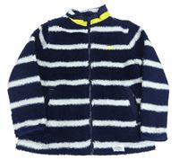Tmavomodro-bílá pruhovaná huňatá bunda s nosorožcem M&S