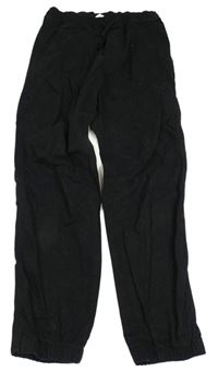 Černé cuff plátěné kalhoty H&M