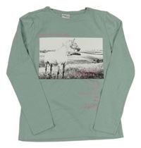 Olivovošedé triko s koníkem Page one young