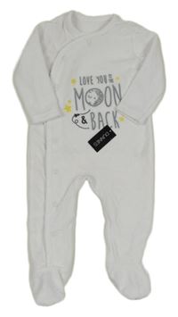 Nové - bílý sametový overal s nápisy a měsícem a hvězdičkami St. Bernard