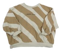 Hnědo-smetanová pruhovaná oversize mikina s nápisem ZARA