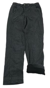 Tmavošedo-černé kostkované chino podšité kalhoty POCOPIANO