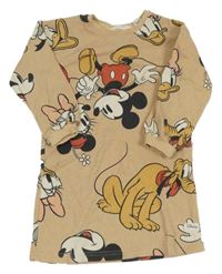 Béžové teplákové šaty s Minnie a Mickey s kamarády H&M