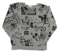Šedá melírovaná mikina s Mickey a Minnie s kamarády Disney