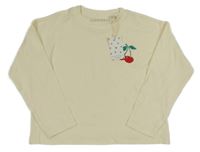 Nové - smetanové žebrované pyžamové triko s třešničkami Next