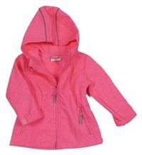 Křiklavě růžová softshellová parka s kočičkami a kapucí Topomini