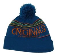 Petrolejová pletená čepice s logem a pruhy a bambulí JACK&JONES