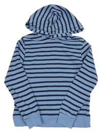 Modro-tmavomodrá pruhovaná mikina s kapsou a kapucí H&M