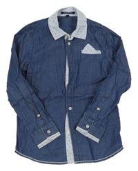 Tmavomodrá lehká riflová košile ASTON MARTIN