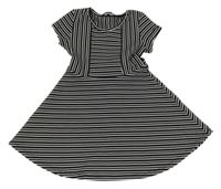 Nové - černo-bílé pruhované žebrované šaty se zavazováním PRIMARK