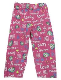 Tmavorůžové crop legíny s jednorožci a nápisy Ku Go