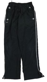 Černé šusťákové sportovní pošité kalhoty s pruhem PB Sport