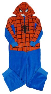 Modro-červená plyšová kombinéza s pavoukem a kapucí - Spider-man H&M