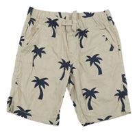 Béžové plátěné kraťasy s palmami H&M
