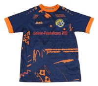 Tmavomodro-křiklavě oranžový funkční fotbalový dres se znakem JAKO