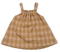 Pudrovo-skořicové kostkované šaty Nutmeg