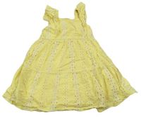 Žluté šaty s madeirou Matalan