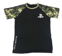 Černo-khaki tričko s army rukávy Playstation Next