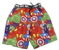 Červeno-barevné plážové kraťasy s Avengers Marvel