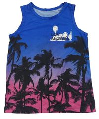 Modro-tmavorůžové tílko s palmami Primark