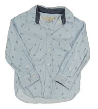 Světlemodro-bílá pruhovaná košile s kotvami H&M