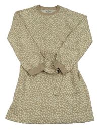 Béžové vzorované třpytivé teplákové šaty s páskem River Island
