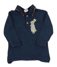 Tmavomodrý polo svetr s králíkem - Peter Rabbit Tu
