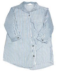 Bílo-modré pruhované propínací košilové šaty H&M