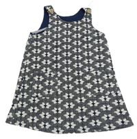 Tmavomodro-bílé květované laclové šaty zn. Matalan
