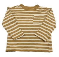 Hnědo-béžové pruhované mikinotriko s kapsou H&M