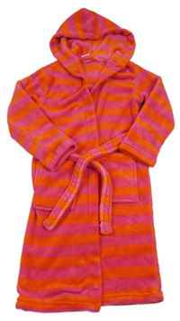 Červeno-fuchisový pruhovaný župan s kapucí Alive