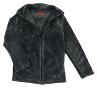 Tmavošedá chlupatá propínací mikina