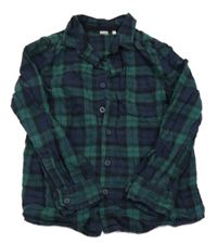 Tmavomodro-tmavozeleno-černá kostkovaná košile Tu