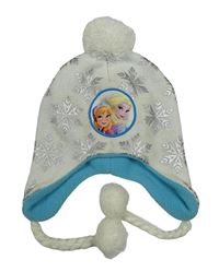 Bílá čepice s vločkami a Frozen Disney