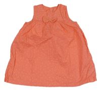 Korálové puntíkaté plátěné šaty s mašlí H&M