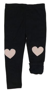 Černé zateplené legíny se srdíčky So Cute