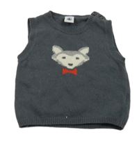 Tmavošedá vlněná vesta se psem Petit Bateau