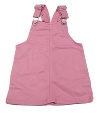 Růžové riflové laclové šaty s volánky Primark