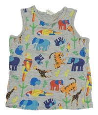 Šedé melírované tílko se zvířaty H&M