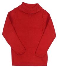 Červený žebrovaný lehký svetr s rolákem George