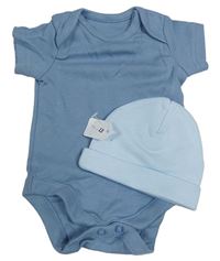 2 set - Modré body + světlemodrá čepice 