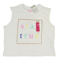 Bílý crop top s nápisem Primark