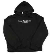 Černá lehká mikina s nápisem a kapucí shein