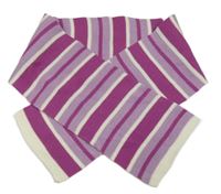 Růžovo-fialová pruhovaná pletená šála 