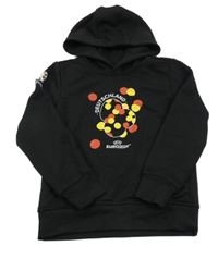 Černá mikina s potiskem a kapucí 