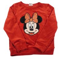 Červená plyšová mikina s Minnie Disney